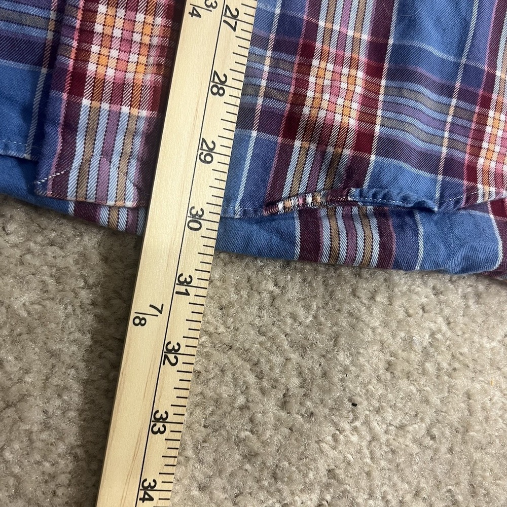 Polo Ralph Lauren Flannel Shirt Mens L Blue Plaid Custom Fit Performance Pony - Picture 6 of 8